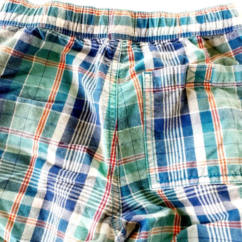 Children's Place Boys Shorts Blue Plaid Adjustable Waist Pull On Size 7